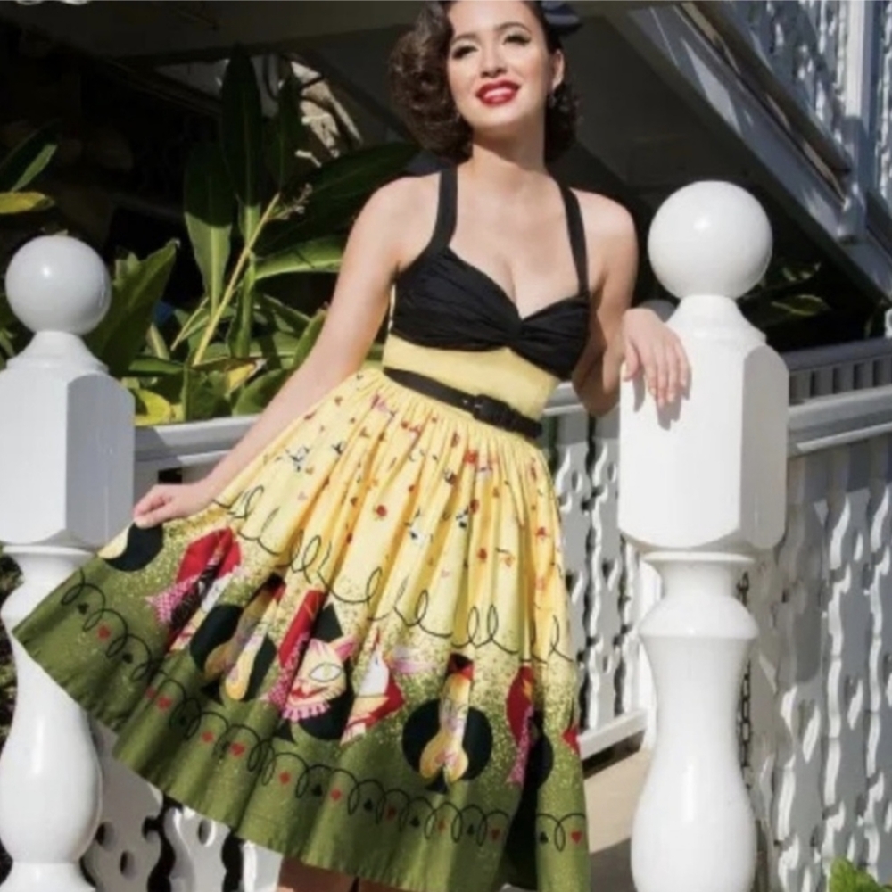 Pinup girl Yellow Mary Blair LYDIA Alice in wonderland dress - NWT M